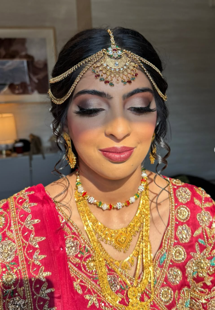 Bridal makeup look with veil